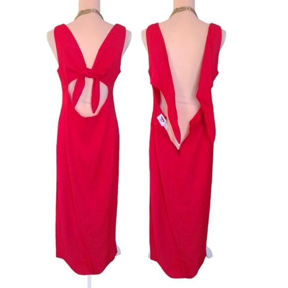 Vintage Red Sleeveless Open Back Midi Shift Dress Size 13/14 *fits like Large - Picture 11 of 14